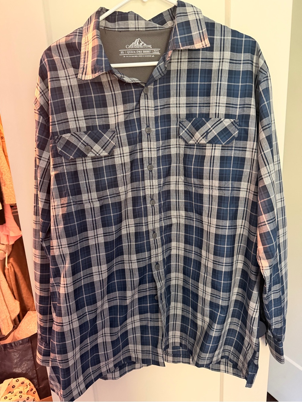 croft & barrow Navy and Gray Plaid Button-Down Shirt